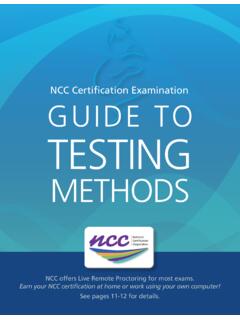 NCC Certification Examination GUIDE TO TESTING