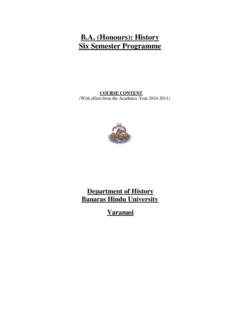 B.A. (Honours): History Six Semester Programme