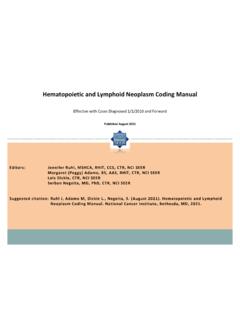 Hematopoietic and Lymphoid Neoplasm Coding Manual ...