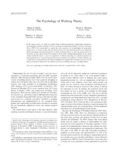 The Psychology of Working Theory