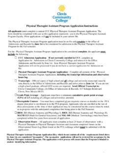 Physical Therapist Assistant Program Application Instructions