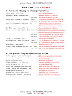 Complex Test Word order in English - Answers - Englisch …