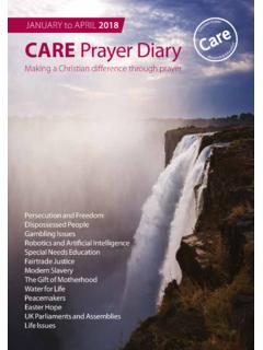 jaNuary to aprIl 2018 CARE Prayer Diary