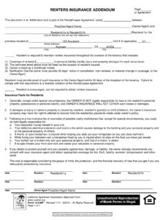 RENTERS INSURANCE ADDENDUM Page This document is …