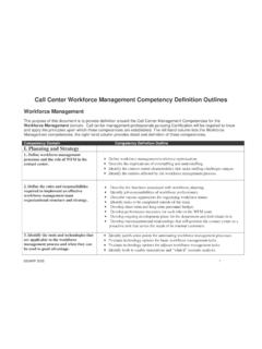 Call Center Workforce Management Competency …