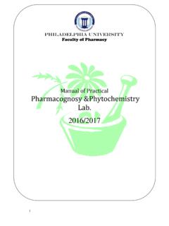 Manual of Practical Pharmacognosy &amp;Phytochemistry Lab.