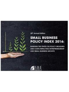 SMALL BUSINESS POLICY INDEX 2016 - SBE Council