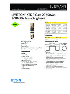 LIMITRON™ KTK-R Class CC 600Vac, 1⁄10-30A, fast-acting …