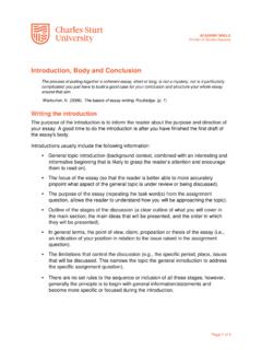 Introduction, Body, Conclusion