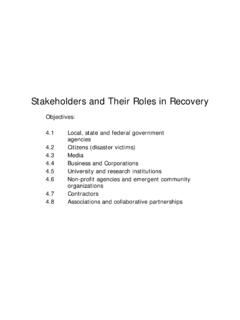Stakeholders and Their Roles in Recovery