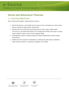 Social and Behavioral Theories - Office of Behavioral and ...