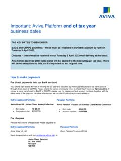 Important: Aviva Platform end of tax year business dates