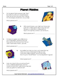 Name: Page 1 of 2 Planet Riddles - Super Teacher Worksheets