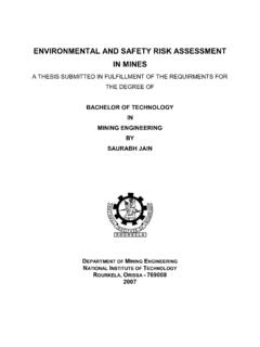 ENVIRONMENTAL AND SAFETY RISK ASSESSMENT IN MINES