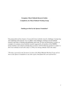 Exemplary Mixed Methods Research Studies Compiled by the ...