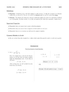 MATH 11011 FINDING THE DOMAIN OF A FUNCTION KSU …