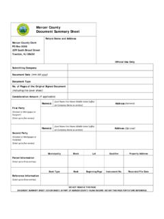 Mercer County Document Sum mary Sheet