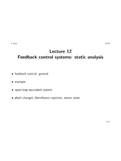 Lecture 12 Feedback control systems: static analysis