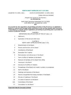 NORTH WEST GAMBLING ACT 2 OF 2001 - …