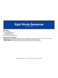 Sight Words Sentences - Little Learning Labs