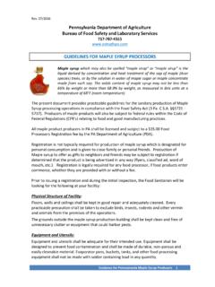GUIDELINES FOR MAPLE SYRUP OPERATIONS