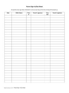 Parent Sign-In/Out Sheet - Child care