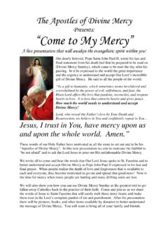 Presents: “Come to My Mercy” - Divine Mercy …