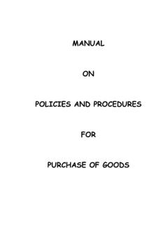 MANUAL ON POLICIES AND PROCEDURES FOR PURCHASE …