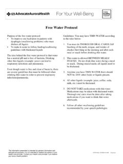 Free Water Protocol - Aurora Health Care
