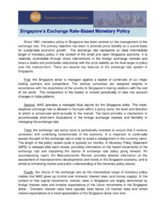 Singapore's Exchange Rate-based Monetary Policy