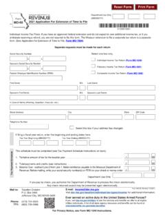 Form MO-60 - 2021 Application For Extension of Time to File