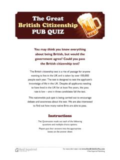 The Great British Citizenship PuB Quiz - How …