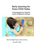 Early Learning for Every Child Today - Child Care Programs ...