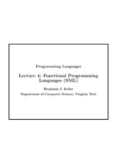 Lecture 4: Functional Programming Languages (SML)