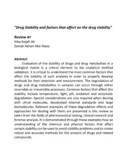 Drug Stability and factors that affect on the drug ...