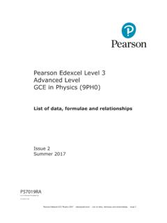 Pearson Edexcel Level 3 Advanced Level GCE in Physics (9PH0)
