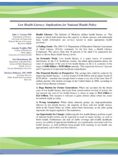 Low Health Literacy: Implications for National Health Policy