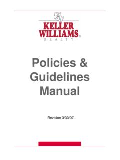 Policies &amp; Guidelines Manual - Keller Williams Realty