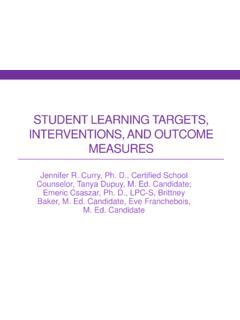Student Learning Targets, Interventions, and Outcome Measures
