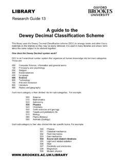 A guide to the Dewey Decimal Classification Scheme