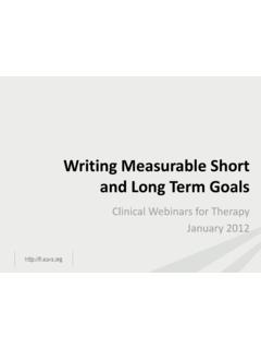 Writing Measurable Short and Long Term Goals - …