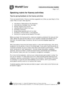 Speaking rubric for fluency activities