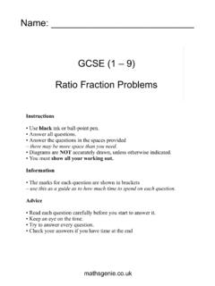Name: GCSE (1 – 9) Ratio Fraction Problems