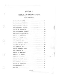 SECTION I MODELS AND SPECIFICATIONS - Vintage Snow