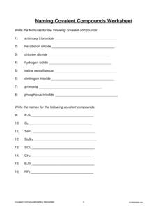 Covalent Compound Naming Worksheet - Prairie Science