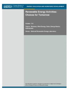 Renewable Energy Activities: Choices for Tomorrow