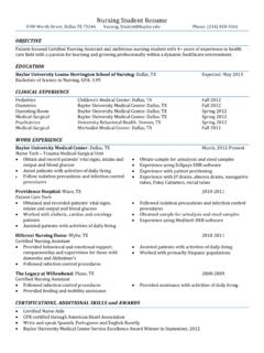 Nursing Student Resume - Baylor University