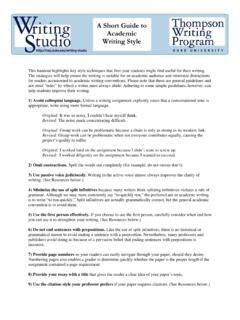academic style guide - Duke Thompson Writing Program