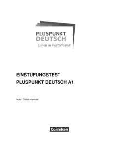 Einstufungstest Pluspunkt Deutsch A1 - Cornelsen