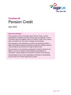 Factsheet 48 Pension Credit - Age UK